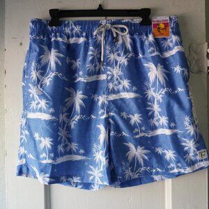The Endless Summer Palm Print Swim Trunks XXL Blue Tropical Board Shorts NWT‎